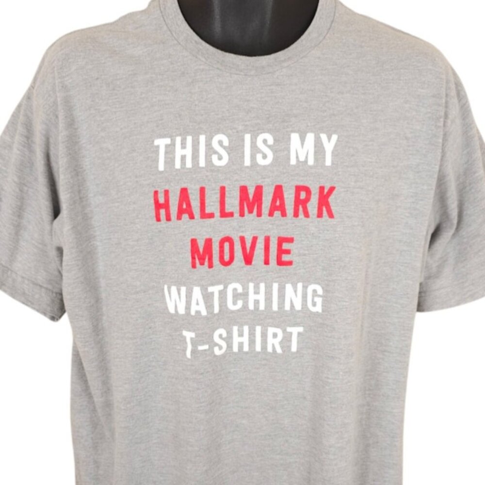 Hallmark Movie T Shirt Mens Size XL Gray Movie Watching Tee
